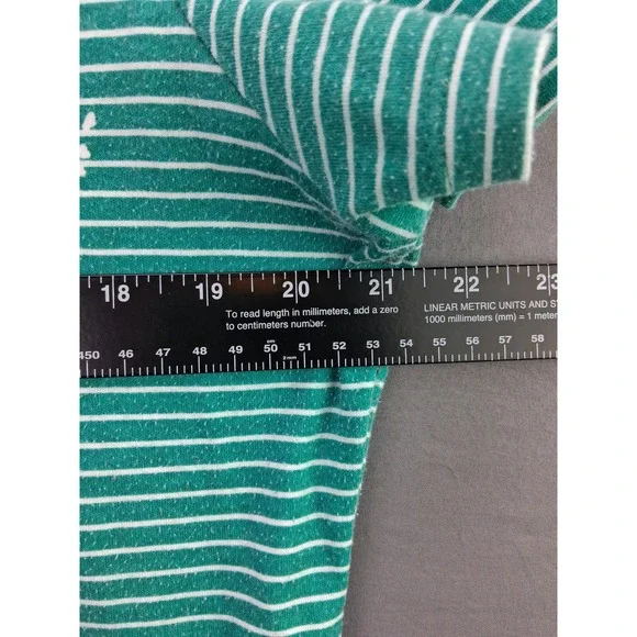 Karen Scott Top Womens XL Green Striped Paisley Rhinestone V-Neck Short Sleeve - Picture 5 of 6